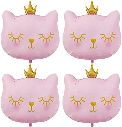 4 парчиња круна мачка фолија балон розова голема круна симпатична мачка маче балони за роденден бебе туш венчавка деца маче домашно милениче