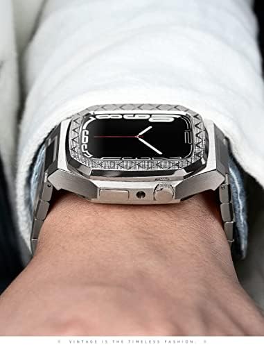 Комплет за модификација на BHOLSA Метална рамка за Apple Watch 8 7 6 5 4 42mm 44mm 45mm WatchCase Frame Metal Sparp замена за Iwatch Band