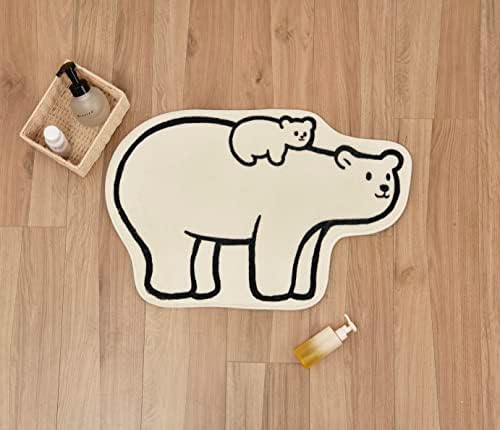 Feblilac цртан филм Мајка и бебе поларна мечка меурче, симпатични килими за животни за расадник деца Деца девојки соба, абсорбента на вода и душеци