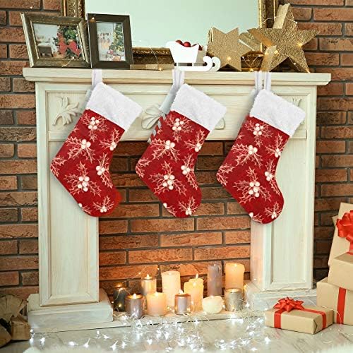 Алаза Божиќни чорапи Зимски Божиќ Холи Бери Класик Персонализирани големи декорации за порибување за семејни празнични сезони за забави Декор