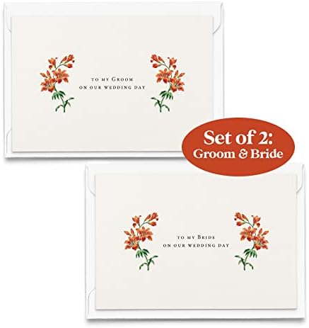 Xoxokristen портокалова цветна свадба картичка сет, картички за ден на свадба, до мојот младоженец на денот на нашата свадба, до мојата невеста