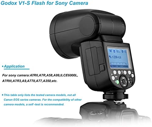 Godox V1-S 76Ws 2.4 G Ttl Тркалезна Глава Камера Блиц Со Godox XPro-S Флеш Активирањето Компатибилен За Sony Камера, 1/8000 HSS,