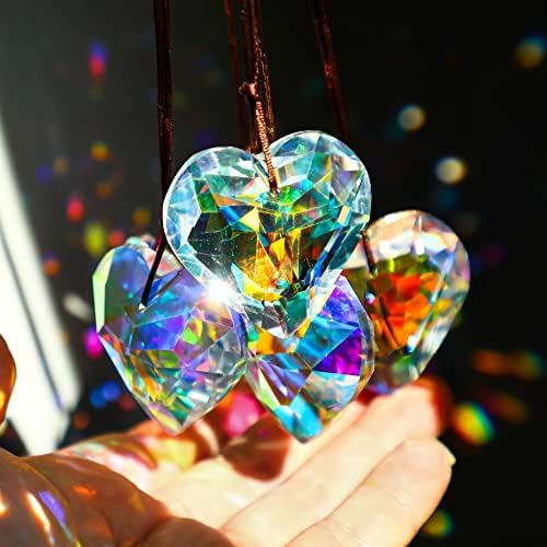 6pcs 50 mm Кристално срце призма Сонцер прозорец Сонцето кристали Кристали што висат декорации Виножито производител на приврзок
