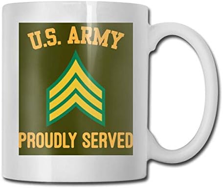 Американска армија Е-5 наредник E5 Sgt Ултра бел керамички смешно кафе кригла кратка кригла ознака уникатно кафе Оз кафе кригла