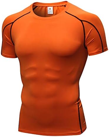 Машки кошули за компресија на WRAGCFM Краток ракав за атлетски тренинзи на атлетски тренинзи Брзи сув основен слој спортски маици кои работат