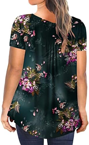 Lcepcyенски женски плус големина Туника врвови 2023 летен краток ракав лабав проток Хенли кошули Обични фустани блузи за хеланки