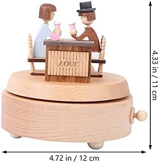 N/A дрвена музичка кутија Рачно изработена убава loveубовна двојка Механичка музика Мелодија кутија за ден за свадба роденден на Денот на вinesубените