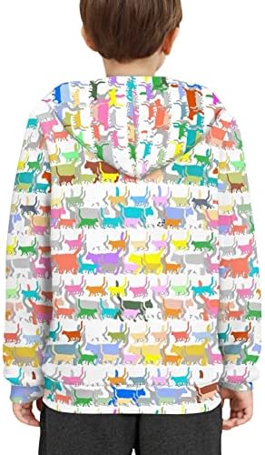 Kuiliupet дуксери девојки унисекс дуксери за деца мачки печати џемпер пуловер со мода од џеб момчиња мода