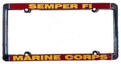 Рамка за регистарски таблички USMC Морски корпус Метал Семпер ФИ собрани букви, хром