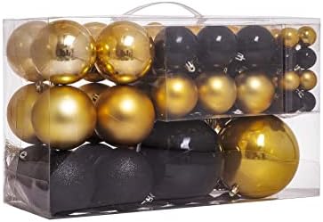 Азалон 94 парчиња Божиќни украси за топки, големи и мали распрскувани плочки за виси украси за Божиќно дрво за дома