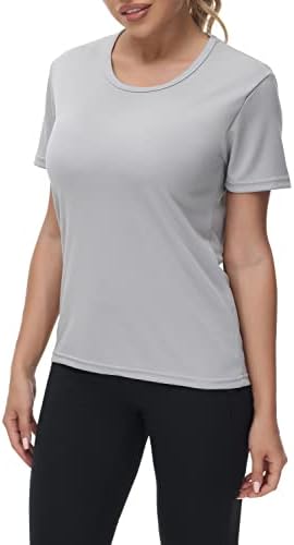 Women'sенски UPF 50+ Вода резистер Атлетски мета кратки ракави SPF UV кошула тренингот спорт врвот лесна брза суво суво