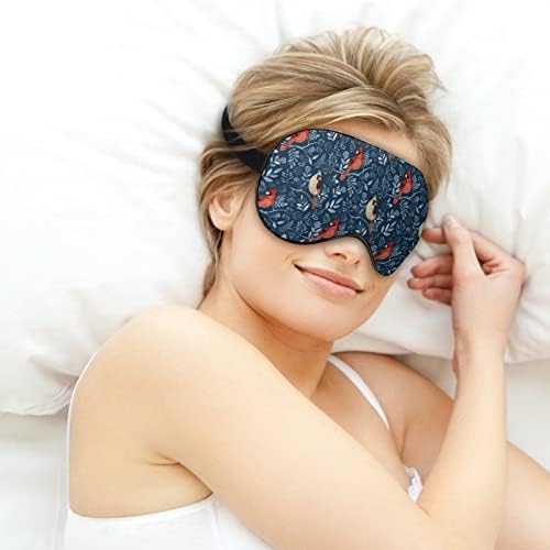 Црвен кардинал и гранки маска за очи за спиење со спиење со прилагодливи блокови на ленти, светло ноќна ролет за патување за спиење јога дремки
