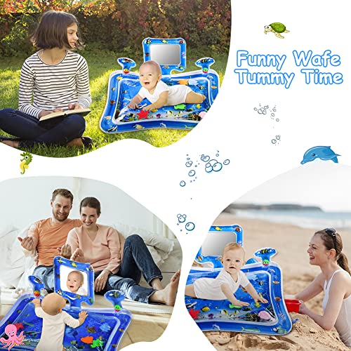 Вода за време на водата, мат за време на водата во стомакот за бебе со огледало и ритли, сензорни бебиња на надувување на плејмати