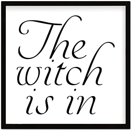 Кокак Вештерката е во знак дрво врамена, дрвена плакета за Ноќта на вештерките со рамка, капаче од вештерки 20 x 16 печатено