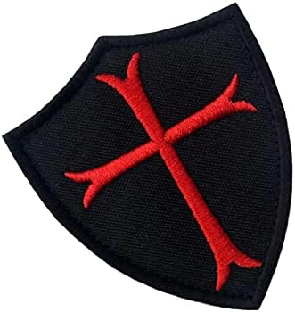 Витези Темплар крст -штит за крст -штит за лепенка и јамка тактички морал за прицврстувач за прицврстувачи на воен везен лепенка 2 парчиња