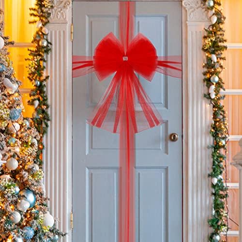 Божиќни панделки Лакови Голема Божиќна Врата Лента Кабинет Лакови Топер Црвен Лак Голем Ѕид Божиќни Лакови За Божиќ Зимска Забава