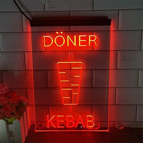 Dvtel Kebab Shopneon Знак Led Моделирање Светло Прозрачни Букви Табла Акрилни Панел Неонски Декоративни Светлина, 30x40cm Хотел Ресторан Бар