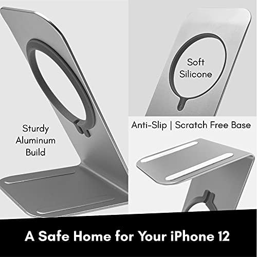Стенд за полнач на Macally Magsafe - Минималистички дизајн на алуминиум, прецизно вклопување за полнење OEM Magsafe - iPhone 12 Stand за