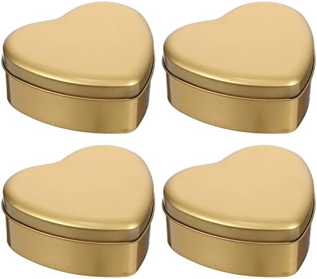 Кабилок Мал Контејнер за Складирање 4 парчиња Метална Лимена Кутија Со Капаци Кутии За Бонбони Во Форма На Срце Кутии За Подароци Кутии