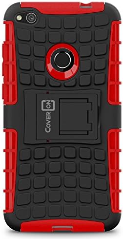 Huawei P8 Lite Случај, CoverON Атомска Серија Хибриден Kickstand Заштитен Двослоен Хард Телефонски Капак За Huawei P8 Lite-Црвено На