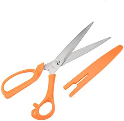 uxcell 10 Инчен ножици од Нерѓосувачки Челик За Канцелариско Сечење Дома, Свиткана Портокалова Рачка