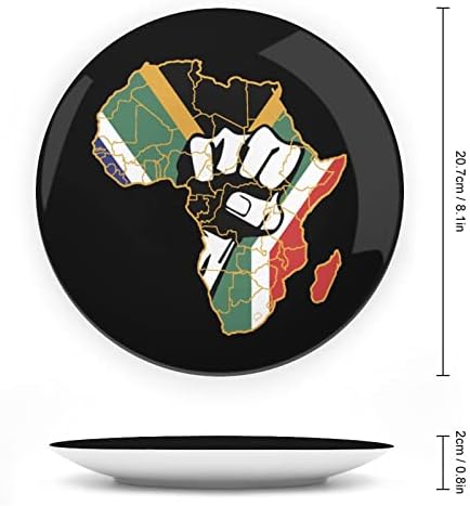 Црна Моќ Африка Тупаница Мапа Коска Кина Декоративна Плоча Тркалезни Керамички Плочи Занает Со Штанд За Прикажување На Декор За Ѕидна Вечера