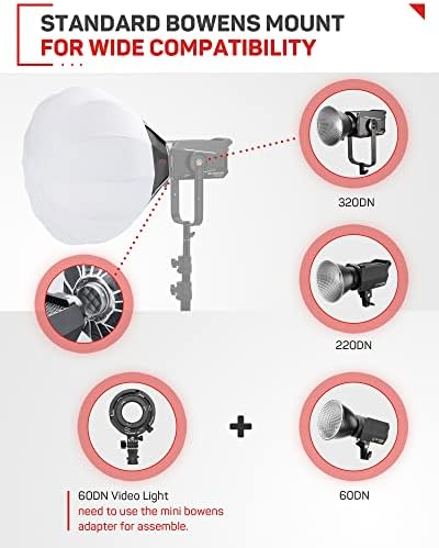 IFOOTAGE 320W LED Видео Светлина &засилувач; 50cm/19.7 Фенер Moftbox, CRI 98/TLCI 99/12200LUX @ 1m Континуирано LED Видео Осветлување, Bluetooth