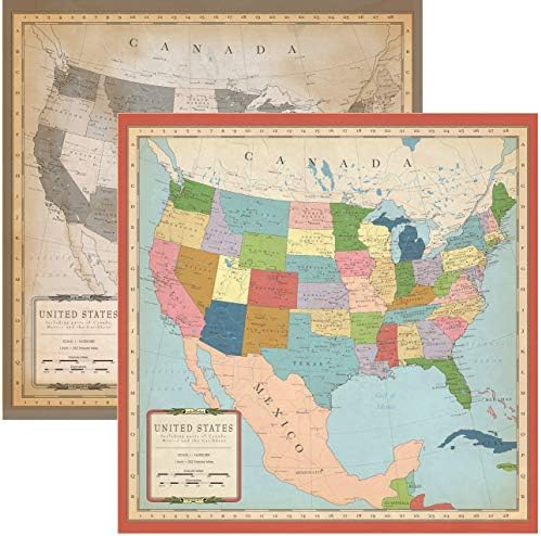 Компанија за хартија „Ехо парк хартија“ карто 1 хартија12x12 американска мапа