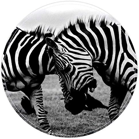 Heoeh Two Zebra борба, не -лизгачки врата 15,7 тркалезна област килими теписи за деца спална соба бебешка соба игра Расадник