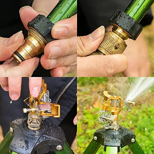 Horleey Impact Sprinkler на базата на статив, 2 пакувања со тешки прскалки за тревници во дворот, 0-360 степени на покриеност