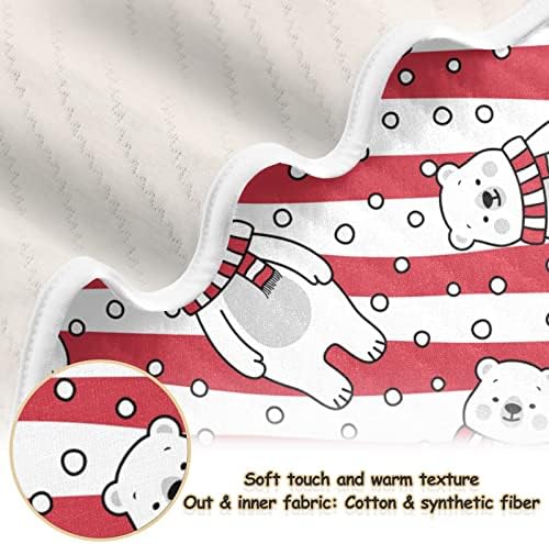 Памучни ленти за поларни мечки за висини за новороденчиња, примање ќебе, лесен меко висино ќебе за креветчето, шетач, расадник ќебиња, Божиќ, 30х40 во