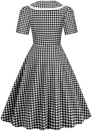 Ruziyoog 1950 -тите Одри Хепберн гроздобер фустан за жени Полка точки коктел забава замав фустани лето случајниот краток ракав