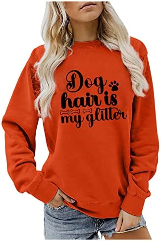 Џемпер за жени буква печати лесен пуловер врвови кучиња шепа печати симпатична маица смешни графички маички блузи
