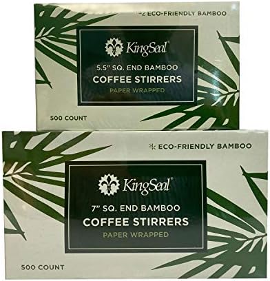 Kingseal индивидуално хартија завиткана од бамбус кафе мешаница, 7 инчи, квадратен крај, обновливи и биоразградливи - 4 кутии