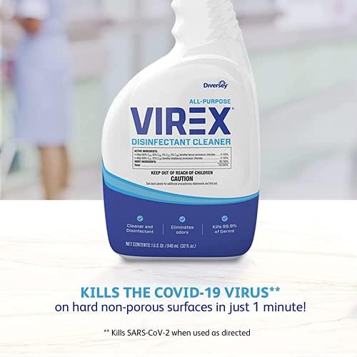 Чистач на дезинфекција на Virex CBD540557-Убива 99,9% од микроби и ги елиминира мирисите, готови за употреба на течноста за употреба, 1-галон