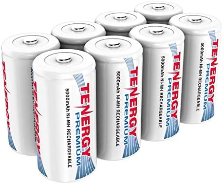 Тенегија Премиум за полнење C батерии, со голем капацитет 5000mAh NIMH C големина батерија, батерија на C -ќелија, 8 пакувања