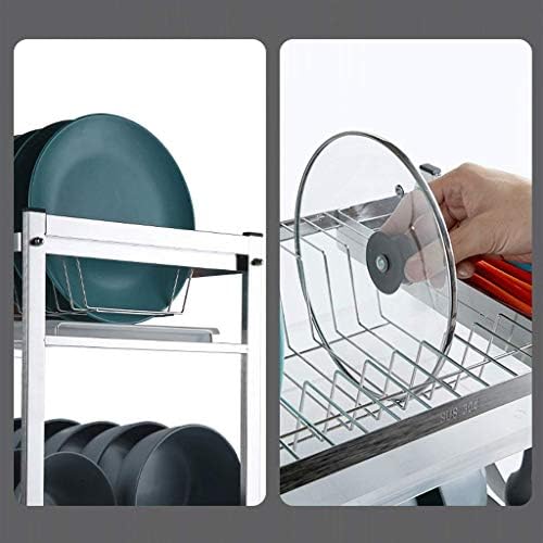 Полицата за кујнски садови, 2 слоеви за садови за садови за одводнување со лента за одвод