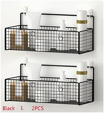 Iaиа црна wallидна полица за бања, шампон шампон решетката тоалет додатоци за кујнски конденза за складирање корпа за складирање