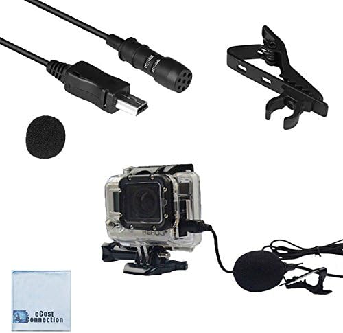 EcostConnection 47 инчен лавалиерски режисерски микрофон за GoPro Hero3, Hero3 +, Hero4 + микрофибер крпа