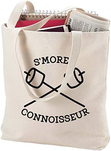 Задебелени точки торби S'Mores Connoisseur Marshmallows Смешно оган кампување со природно платно тота торба смешен подарок