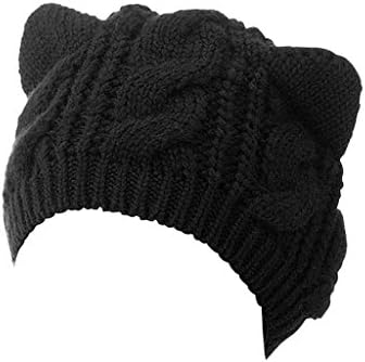 Womenените симпатична мачка уво зимска капа