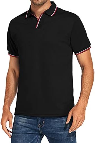 Yhaiogs високи кошули за мажи машка модна удобност мека лабава лабава спортска лапела цврста боја кошула краток ракав Т.