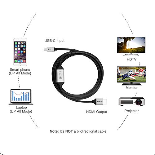 SIIG 3M USB тип C до 4K HDMI Активен кабел | Thunderbolt 3 компатибилен | Работи со USB-C MacBook Pro, iMac, Surface Book 2, Pixelbook,