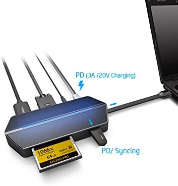 USB 3.1 Центар за тип Ц за MacBook, со USB PD за брзо полнење, 4K HDMI, VGA излез и читатели на мемориски картички