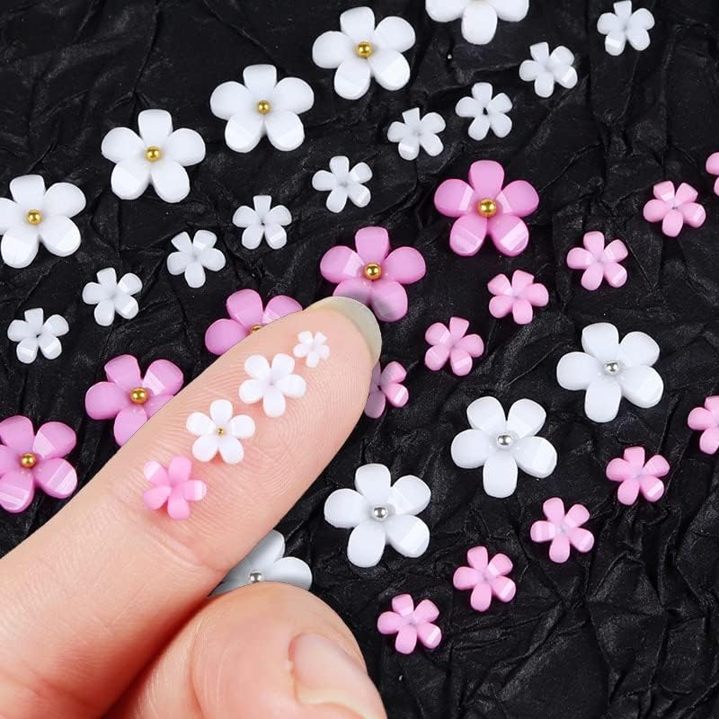 Декорација на акрилна цветна нокти, мешана големина Rhinestones Gem Manicure Alloction Allocters Nails Design Design Mix 6 Colors Nail