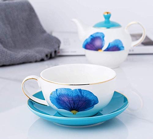 Евра стил на коска од кинески чај за еден, чајник и чаша поставена за домашен чај од кујна попладне)