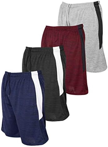 Ресетирајте ги салата за шорцеви за мажи, атлетски шорцеви за мажи со џебови за вежбање на џебови, кои работат шорцеви за блокирање во боја на бои 4 пакувања