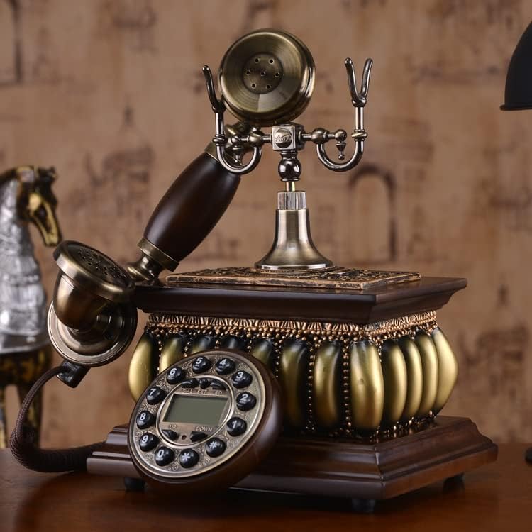 Houkai Retro Thone стар гроздобер телефонски работна површина жичен фиксен телефон со дисплеј за лична карта за домашна употреба