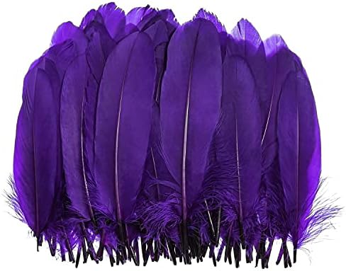 Пиокио 100 парчиња Природни Виолетови Пердуви Од Гуска На Големо 6-8 инчи за Украси За Кекси, Самостојна Уметност и Фаќач На Соништа