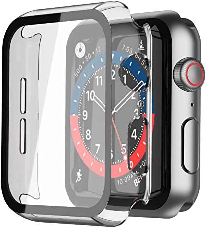 [2 пакет] Роут 40мм куќиште вграден во заштитен стаклен екран заштитник компатибилен за Apple Watch Series 6 SE Series 5 Series 4 40mm, Ultra-Thin